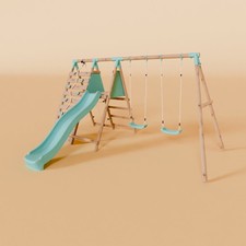 Double Wooden Swing Set with