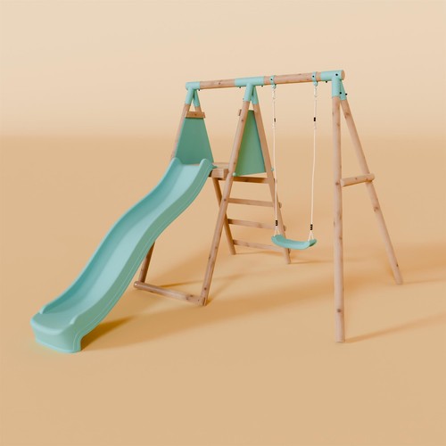 Single wooden swing set - single,