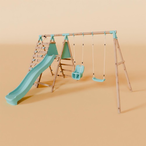 Double wooden swing set - double,