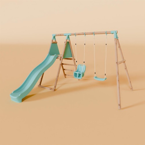 Double wooden swing set - swing,