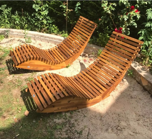 Wooden sun loungers set - sun,