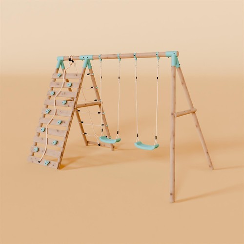 Double wooden swing - wooden, set